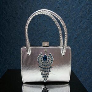 Vintage silver embellished handbag